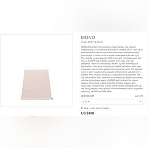 NWT - Pappelina Plastic Mono Rug in Lilac/Pale Rose.  Made in Sweden.